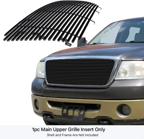 APS Premium Stainless Steel SS Black Billet Grille Grill Insert Compatible with Ford F-150 2004 2005 2006 2007 2008 Main Upper N19-H06258F in Saudi Arabia