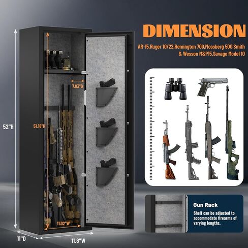 EMAXEE 5-8 Gun Safe Rifle, Gun Safes for Home Rifle and Pistols, Gun Cabinet with Privacy Virtual Password and Alarm Function, Rifle Safe with Removable Shelves in Saudi Arabia