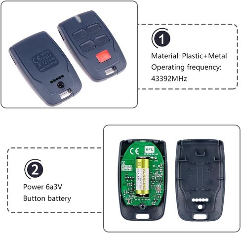 3 PCS Garage Remote Control Key, BFT MITTO 2 B RCB, 433MHZ, 2 Buttons BFT Remote, Remote Control for Rolling BFT MITTO 2, Kleio, Ghibli, TRC 2 in Saudi Arabia