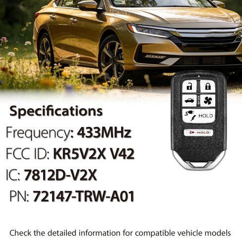استبدال مفتاح فوب لـ 2018 - 2021 Honda Clarity Touring Clarity Plug في CVT Clarity KR5V2XV42 433MHz 6 أزرار in Kuwait