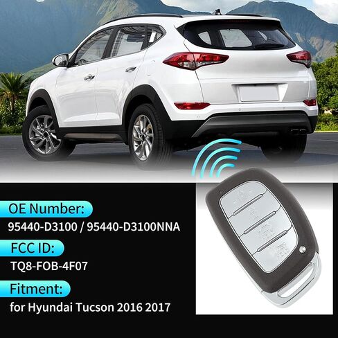 X AUTOHAUX TQ8-FOB-4F07 434 ميجاهرتز استبدال مفتاح ذكي عن بعد للدخول بدون مفتاح فوب لشركة Hyundai Tucson 2016 2017 No.95440-D3100/95440-D3100NNA 4 أزرار in Kuwait