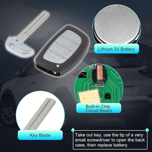 X AUTOHAUX TQ8-FOB-4F07 434 ميجاهرتز استبدال مفتاح ذكي عن بعد للدخول بدون مفتاح فوب لشركة Hyundai Tucson 2016 2017 No.95440-D3100/95440-D3100NNA 4 أزرار in Kuwait