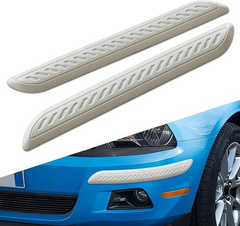 2PCS Car Bumper Guard, Carbon Fiber Anti-Collision Car Front and Rear Bumper Protector Strip, Car Rear Bumper Edge Guards, Universal Bumper Exterior Accessories for Cars Trucks SUVs (White-1) in Kuwait