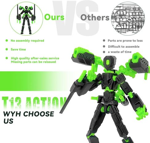 8 inch T13 (Assembly Completed) Action Figure Set,T 13 Action Figure Multi-Articular Mobile Robot Nova T-13,Desktop Decorations for Game Lovers Toys (Black) in Saudi Arabia