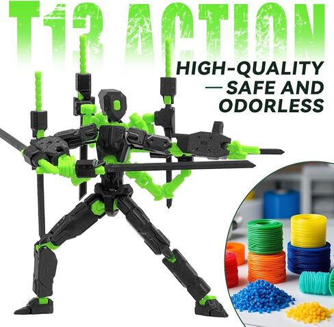 8 inch T13 (Assembly Completed) Action Figure Set,T 13 Action Figure Multi-Articular Mobile Robot Nova T-13,Desktop Decorations for Game Lovers Toys (Black) in Saudi Arabia