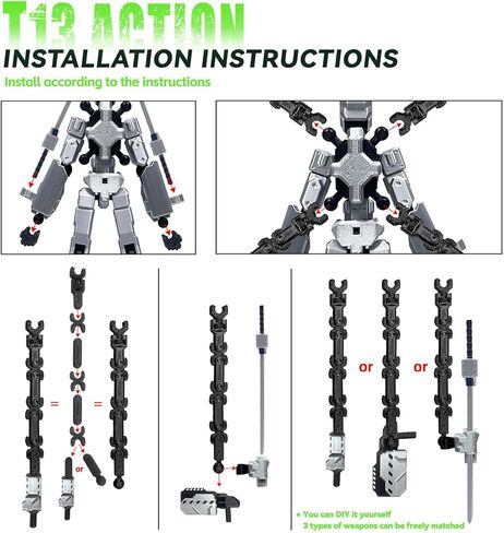 8 inch T13 (Assembly Completed) Action Figure Set,T 13 Action Figure Multi-Articular Mobile Robot Nova T-13,Desktop Decorations for Game Lovers Toys (Black) in Saudi Arabia