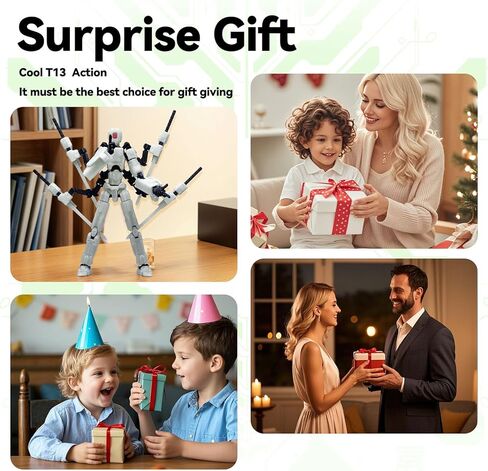 8 inch T13 (Assembly Completed) Action Figure Set,T 13 Action Figure Multi-Articular Mobile Robot Nova T-13,Desktop Decorations for Game Lovers Toys (Black) in Saudi Arabia