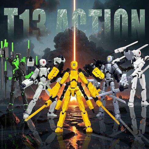 8 inch T13 (Assembly Completed) Action Figure Set,T 13 Action Figure Multi-Articular Mobile Robot Nova T-13,Desktop Decorations for Game Lovers Toys (Black) in Saudi Arabia