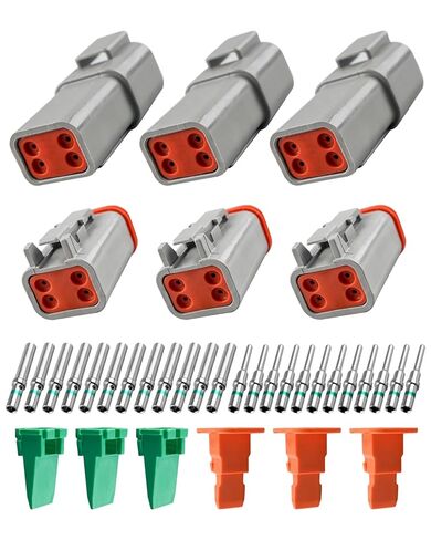 4 Pin IP67 Waterproof Connector Replace ST6114 DT, Gray Electrical Wire Connector Replace DT06-4S DT04-4P with Solid Contact Wire fit for D-eutsch Size 14-20AWG and Sealing Plug, 3 Sets in Kuwait