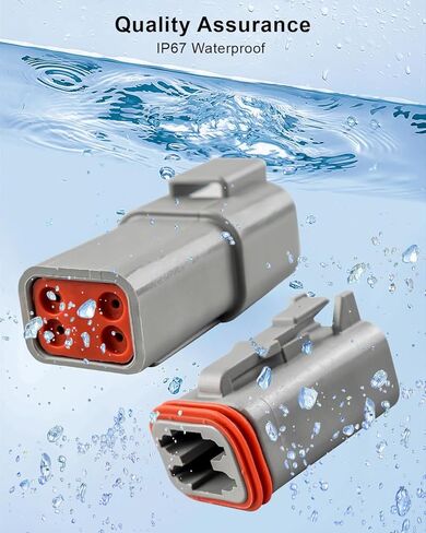 4 Pin IP67 Waterproof Connector Replace ST6114 DT, Gray Electrical Wire Connector Replace DT06-4S DT04-4P with Solid Contact Wire fit for D-eutsch Size 14-20AWG and Sealing Plug, 3 Sets in Kuwait