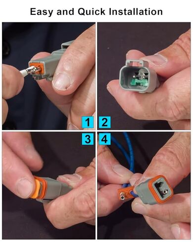 4 Pin IP67 Waterproof Connector Replace ST6114 DT, Gray Electrical Wire Connector Replace DT06-4S DT04-4P with Solid Contact Wire fit for D-eutsch Size 14-20AWG and Sealing Plug, 3 Sets in Kuwait