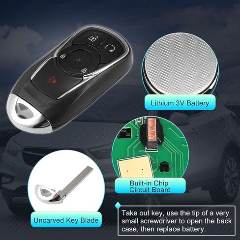 X AUTOHAUX استبدال دخول بدون مفتاح مفتاح السيارة عن بعد فوب 315MHz HYQ4AA 13506665 ل بويك إنكور 2017 2018 2019 2020 4 أزرار in Kuwait