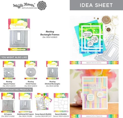 Waffle Flower Nesting Rectangle Frames Die - The Nesting Rectangle Frames Die Set is a Must-Have for Your Crafty Toolbox! This Collection of Dies cuts Solid Rectangular Frames in 5 Sizes! in Kuwait