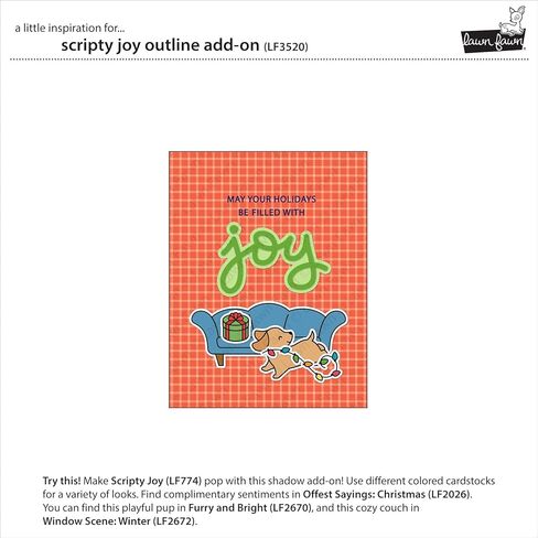 Lawn Fawn LF3520 Scripty Joy Outline Add-On Dies in Kuwait