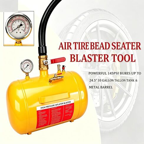 Torin 10 Gallon 145PSI Air Tire Bead Seater Blaster Tool – Tire Inflator with Pressure Gauge & Handle for Car, Truck, Tractor, Compatible with Tires Up to 24.5 Inches in Kuwait