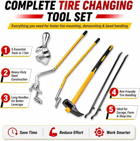 Echo Ridge Semi Truck Tire Changing Tools 22.5-24.5 Inch, Tire Hammer Bead Breaker with Bead Keeper and Two Tire Bars, Steel Tire Bars Tire Mount Demount Tool for Tubeless Truck/Bus/ATV in Saudi Arabia