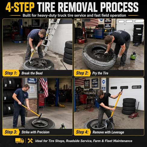 Echo Ridge Semi Truck Tire Changing Tools 22.5-24.5 Inch, Tire Hammer Bead Breaker with Bead Keeper and Two Tire Bars, Steel Tire Bars Tire Mount Demount Tool for Tubeless Truck/Bus/ATV in Saudi Arabia
