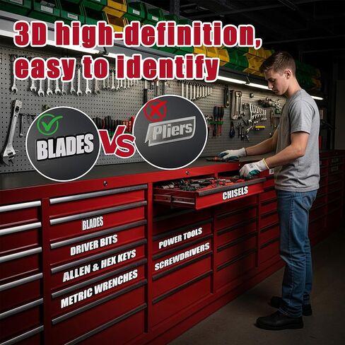 21 Pack Magnetic Toolbox Labels, Ultra Strong Heavy Duty 3D Printed Magnetic Tool Box Labels, Reusable Durable Tool Organization Labels for Toolbox Drawers (Black) in Saudi Arabia
