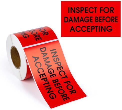 300pcs Inspect for Damages Before Accepting Labels for Shipping Receiving, 3" x 5" Bright Red Perforated Stickers in Kuwait