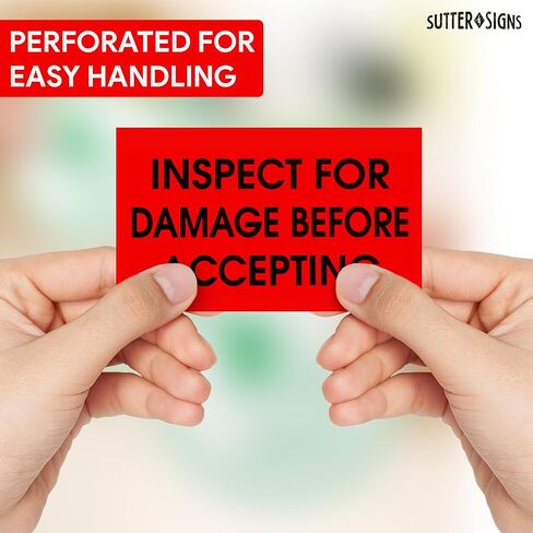 300pcs Inspect for Damages Before Accepting Labels for Shipping Receiving, 3" x 5" Bright Red Perforated Stickers in Kuwait