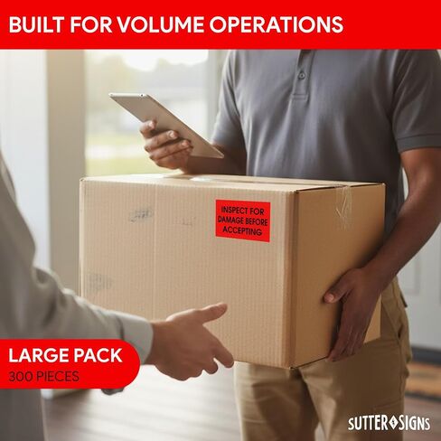 300pcs Inspect for Damages Before Accepting Labels for Shipping Receiving, 3" x 5" Bright Red Perforated Stickers in Kuwait