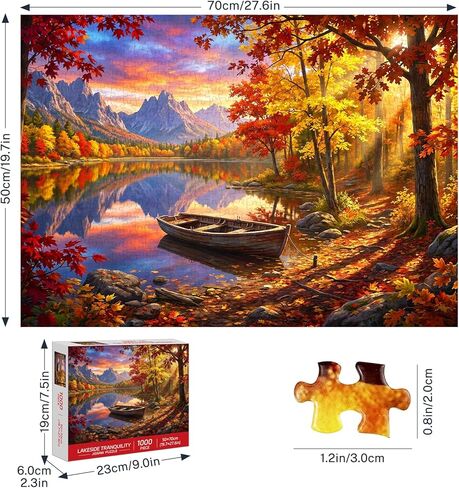 Mountain Forest Lake Jigsaw Puzzles for Adults 1000 Pieces, Serene Nature Landscape 1000 Piece Puzzle for Adults, Fun Hard Difficult Challenging Jigsaw Puzzles 1000 Pieces Gift for Home Decor Wall Art in Saudi Arabia