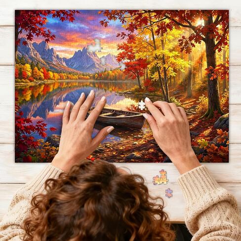 Mountain Forest Lake Jigsaw Puzzles for Adults 1000 Pieces, Serene Nature Landscape 1000 Piece Puzzle for Adults, Fun Hard Difficult Challenging Jigsaw Puzzles 1000 Pieces Gift for Home Decor Wall Art in Saudi Arabia