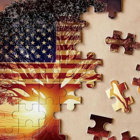 American Flag Tree of Life Puzzles for Adults 1000 Pieces. Aesthetic Sunset Landscape Jigsaw Puzzles. Challenging Nature,Plant,Art Puzzles in Saudi Arabia