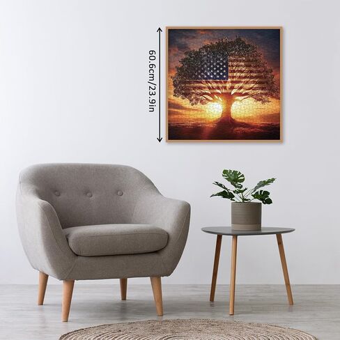 American Flag Tree of Life Puzzles for Adults 1000 Pieces. Aesthetic Sunset Landscape Jigsaw Puzzles. Challenging Nature,Plant,Art Puzzles in Saudi Arabia