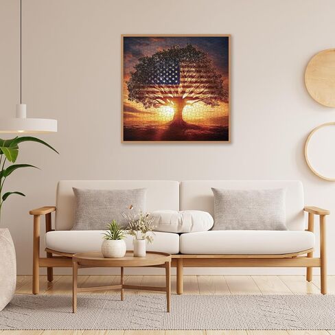 American Flag Tree of Life Puzzles for Adults 1000 Pieces. Aesthetic Sunset Landscape Jigsaw Puzzles. Challenging Nature,Plant,Art Puzzles in Saudi Arabia