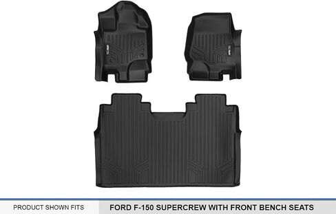 SMARTLINER Custom Fit Floor Mats 2 Row Liner Set Compatible with 2015-2025 Ford F-150 in Kuwait