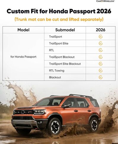 سجادات أرضية لسيارة Honda Passport 2026، ترقية مخصصة تناسب جميع الأحوال الجوية شديدة التحمل مجموعة كاملة من واقي الأرضية مع بطانة شحن TPE، وعتبات الباب وأغطية المقعد الخلفي لملحقات بطانة السيارة in Kuwait