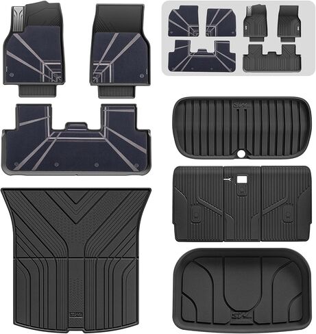 3W Tesla Model Y 2025 2026 Juniper Floor Mats, Full Set with Carpets, Metal Pedal, Double Layer, Model Y Car Accessories TPE All Weather Waterproof Custom Fit Truck Liners Premium/Performance Model in Saudi Arabia