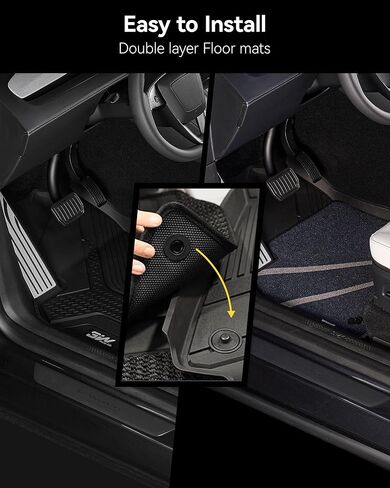 3W Tesla Model Y 2025 2026 Juniper Floor Mats, Full Set with Carpets, Metal Pedal, Double Layer, Model Y Car Accessories TPE All Weather Waterproof Custom Fit Truck Liners Premium/Performance Model in Saudi Arabia