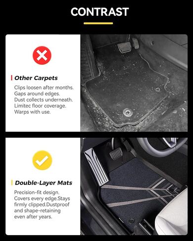 3W Tesla Model Y 2025 2026 Juniper Floor Mats, Full Set with Carpets, Metal Pedal, Double Layer, Model Y Car Accessories TPE All Weather Waterproof Custom Fit Truck Liners Premium/Performance Model in Saudi Arabia