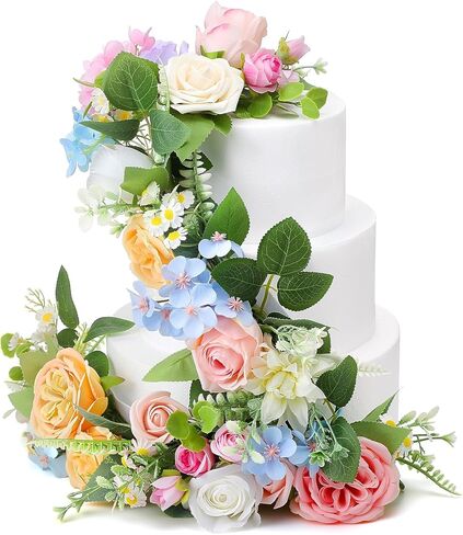 1 Set Wedding Cake Flowers Toppers Fall in Love Wildflowers Floral Cake Topper Decorations for Spring Summer Wedding Decorations Birthday Bridal Baby Shower Party in Saudi Arabia