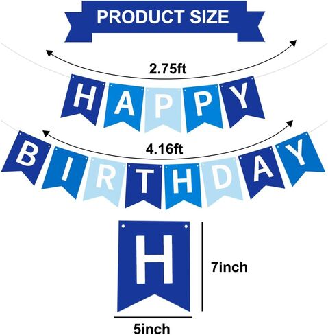 Happy Birthday Banner Pre-Strung Birthday Decorations Birthday Party Backdrop Sign Garland Party Supplies for Women Men Boys Girls,NO-DIY Nary Blue in Saudi Arabia