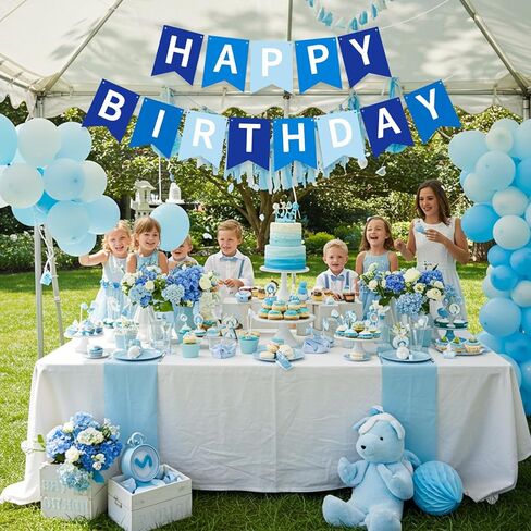 Happy Birthday Banner Pre-Strung Birthday Decorations Birthday Party Backdrop Sign Garland Party Supplies for Women Men Boys Girls,NO-DIY Nary Blue in Saudi Arabia