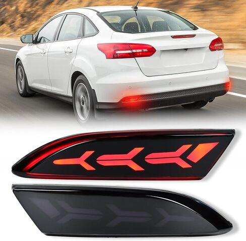 Full Lens LED Rear Reflector Bumper Fog Light Assembly kit for Ford Focus 2012-2018 Sedan/Hatchback 2012-2014,Sequential Turn Signal Light & Brake Light & DRL,2 PCS (SMOKED) in Kuwait