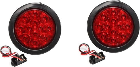 AutoSmart 4" Round LED Stop Turn Tail Light Includes Pair Light Red Lens, Grommet, Plug For Truck Trailer in Saudi Arabia