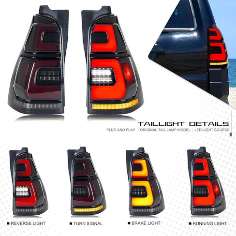 inginuity time LED Tail Lights for Toyota 4Runner 4th GEN 4-Runner 2003-2009 3D Start-up Animation Sequential Turn Signal Black Off-Road Rear Lamps Accessary in Saudi Arabia