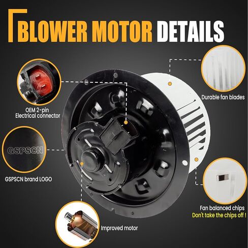GSPSCN 700099 AC Blower Motor with Fan for 1999-2007 Ford F250 F350 F450 F550 F-250 F-350 F-450 F-550 Super Duty Excursion - HVAC Heater Blower Motor Replaces# 2C3Z19834AA, XC3Z19805CA, XF2Z19805FA in Saudi Arabia