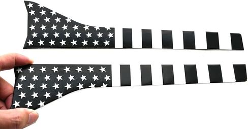 2Pcs American Flag Decal Side Badge Car Emblem Accent Decal Kit - Compatible with 2023-2025 F250 F350 (Black White) in Saudi Arabia
