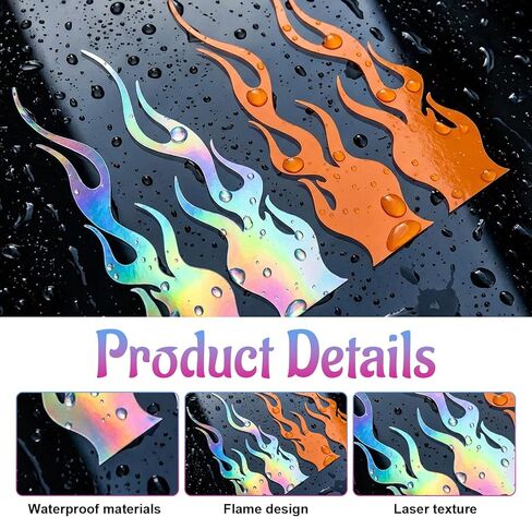 8 PCS Flame Reflective Stickers, 5.9"X1.2" Waterproof Racing Sports Flame Stripe Decal Reflective Decals Car Accessories for Car Mirror Helmet Cane Bicycle in Saudi Arabia