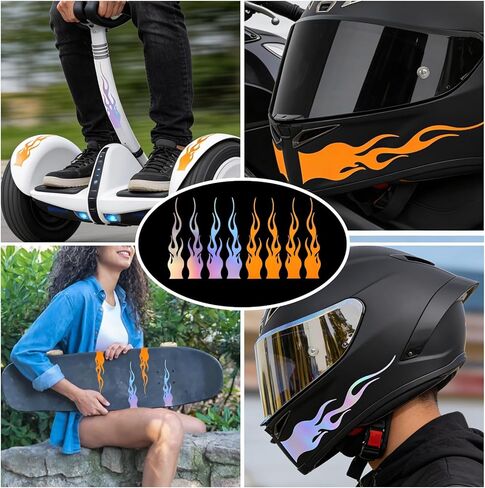 8 PCS Flame Reflective Stickers, 5.9"X1.2" Waterproof Racing Sports Flame Stripe Decal Reflective Decals Car Accessories for Car Mirror Helmet Cane Bicycle in Saudi Arabia