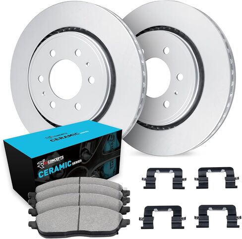 R1 Concepts Front Brake Kit Fits 1985 Nissan 720; 1986-1994 Nissan D21; 1995-1997 Nissan Pickup| Ceramic Pads, Blank Rotors| Hardware| 10.1" Front Rotor in Kuwait