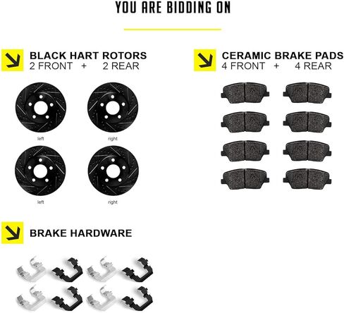 Hart Brakes Front Rear Brakes and Rotors Kit |Front Rear Brake Pads| Brake Rotors and Pads| Ceramic Brake Pads and Rotors |fits 2006-2010 BMW 525xi, 528i xDrive, 528xi, 530xi, 535i xDrive, 535xi in Kuwait