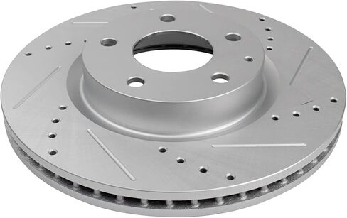 TRQ Front and Rear Brake Pad and Rotor Set Ceramic G Coated Drilled Slotted Rotors Compatible with 2017-2018 Mazda 3 2019 CX-3 in Kuwait