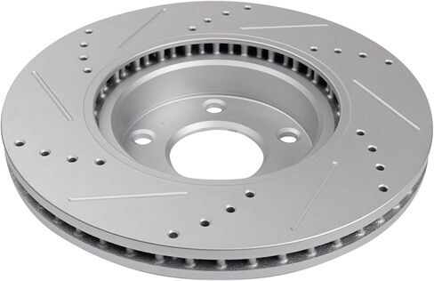 TRQ Front and Rear Brake Pad and Rotor Set Ceramic G Coated Drilled Slotted Rotors Compatible with 2017-2018 Mazda 3 2019 CX-3 in Kuwait