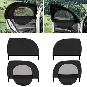 4PCS Car Window Shades with Zipper,Front/Rear Car Shades for Side Windows for Privacy & Sun Protection & Breathability,Mesh Cars Window Screens for Camping with Nylon Stickers in Saudi Arabia